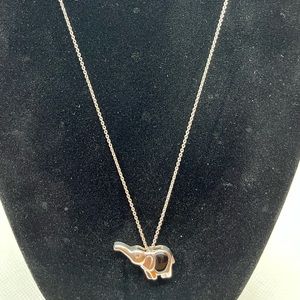 Sterling silver and black onyx elephant necklace 18”